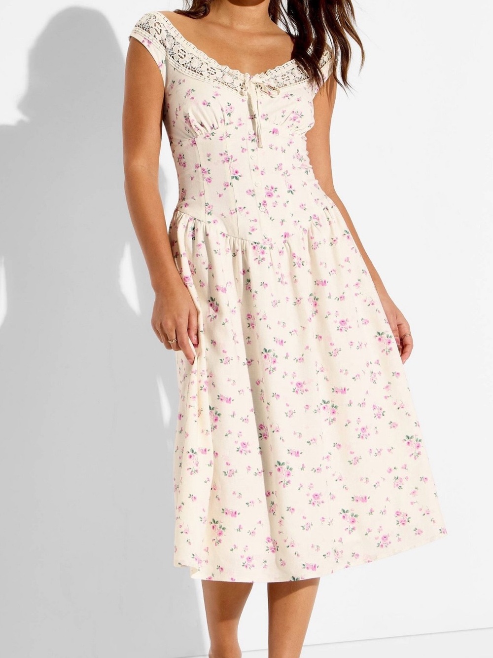 Wild Fable NWOT Size XXS Cottage Core Dress with Lace Trim